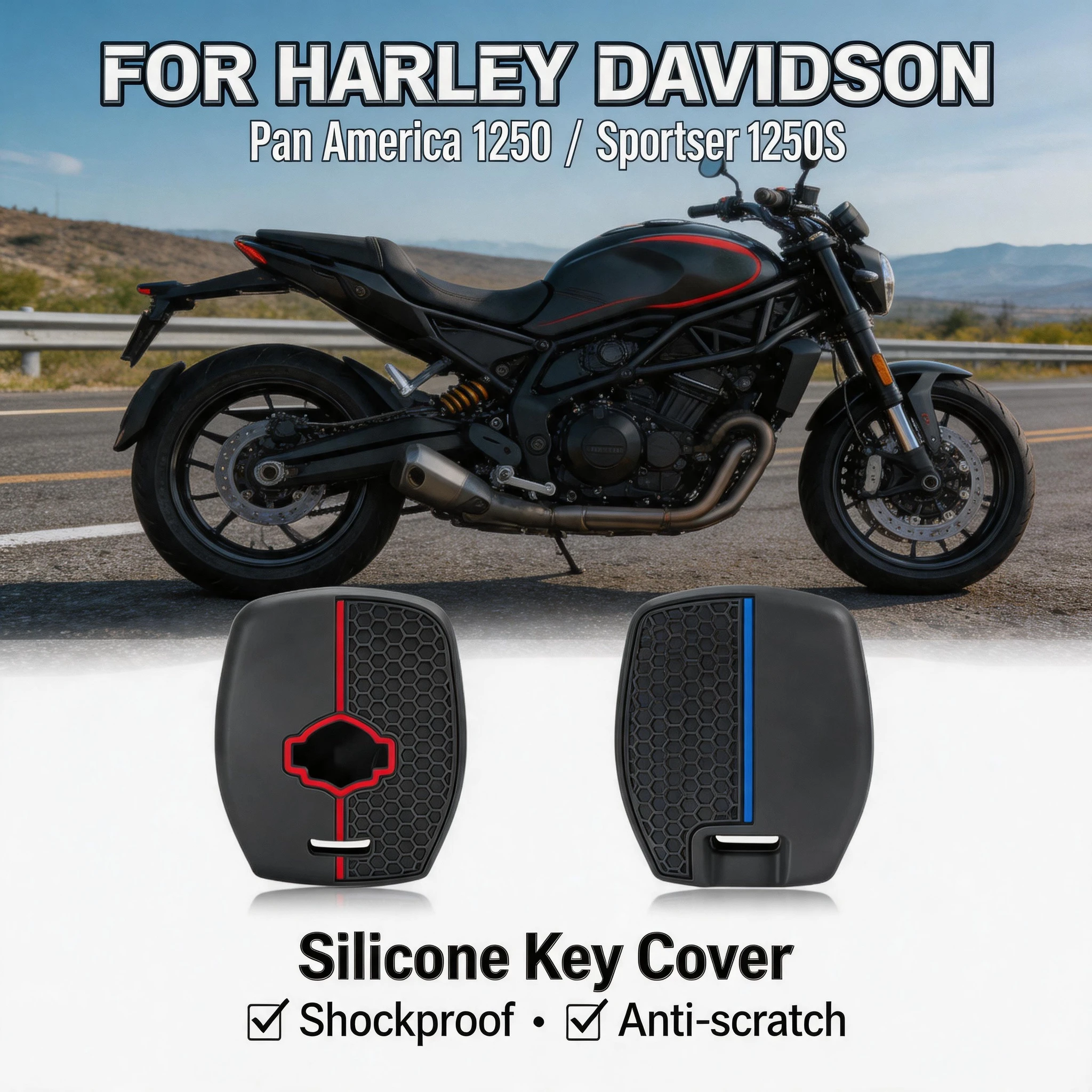 For Harley Davidson RA1250 Pan America 1250 ADV Sportster 1250S Fashion Silicone Key Cover with Keychain Stylish Key Fob Case