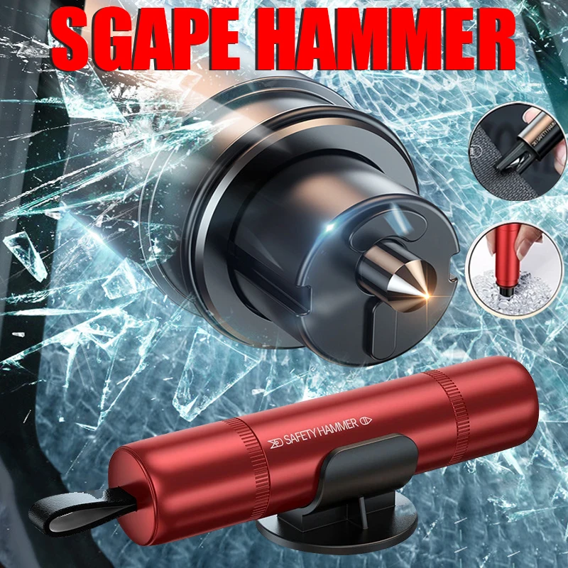 2 In 1 Car Emergency Glass Breaker Safety Hammer Cut The Seat Belt High Hardness Tungsten Steel Rescue Tool Auto Accessories