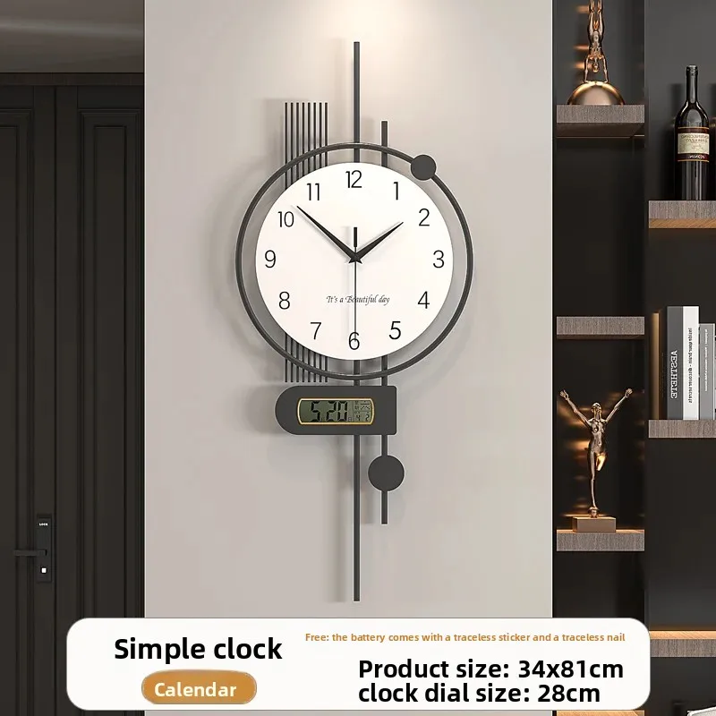 Perpetual Calendar Wall Clock - Modern Minimalist Decor, Creative Calendar Clock with Date Display for Living Room & Home Office