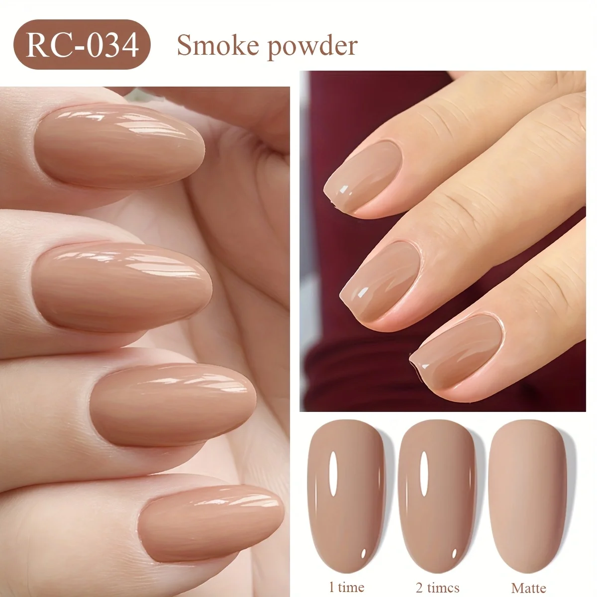 Botella romana de polvo de humo RC-034 gel de esmalte de uñas rosa nude moda led brillo brillo moda gel de uñas de color sólido