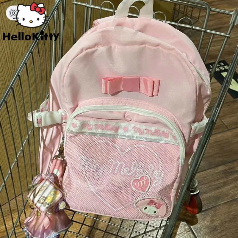 Sanrio My Melody Cute Sweet Pink Bags Cartoon Japan Korean Style Aesthetic Backpack Y2k Girl Fashion School Double Shoulder Bag