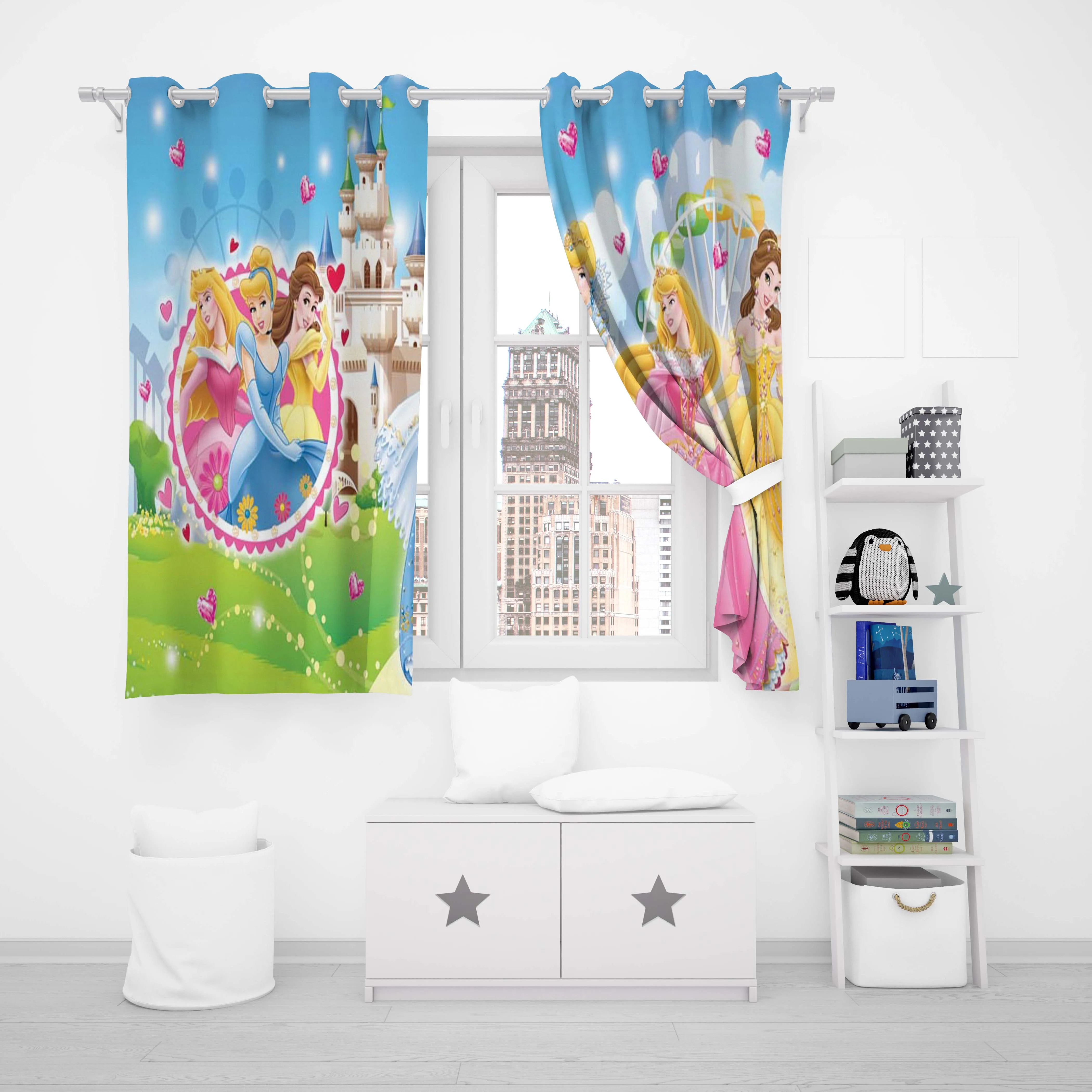 Disney Princess Curtains For Living Room Bathroom Decor Home Decor Blackout Curtains  Balcony Screen Dustproof Kitchen Cabinet