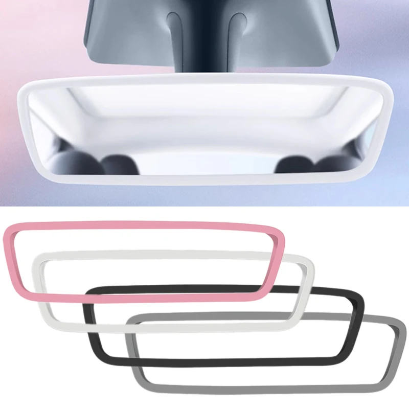 1Pc Car Rear View Mirror Protector Frame For Tesla Model 3/Y/S/X Rearview Mirror Silicone Edge Protective Cover Auto Accessories