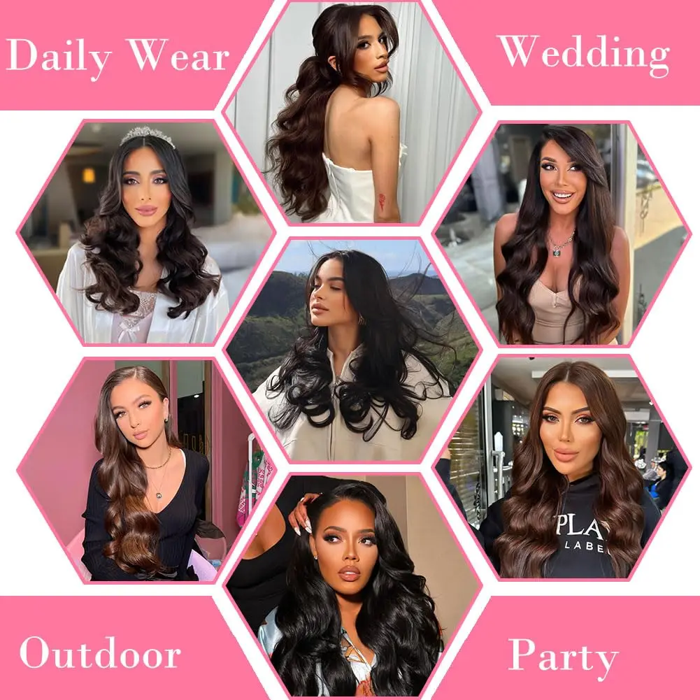 #4 Chocolate Brown Body Wave Clip In Human Hair Extensions 100% Remy Human Hair Clip In 110g 8Pcs/Set Full Head For Women