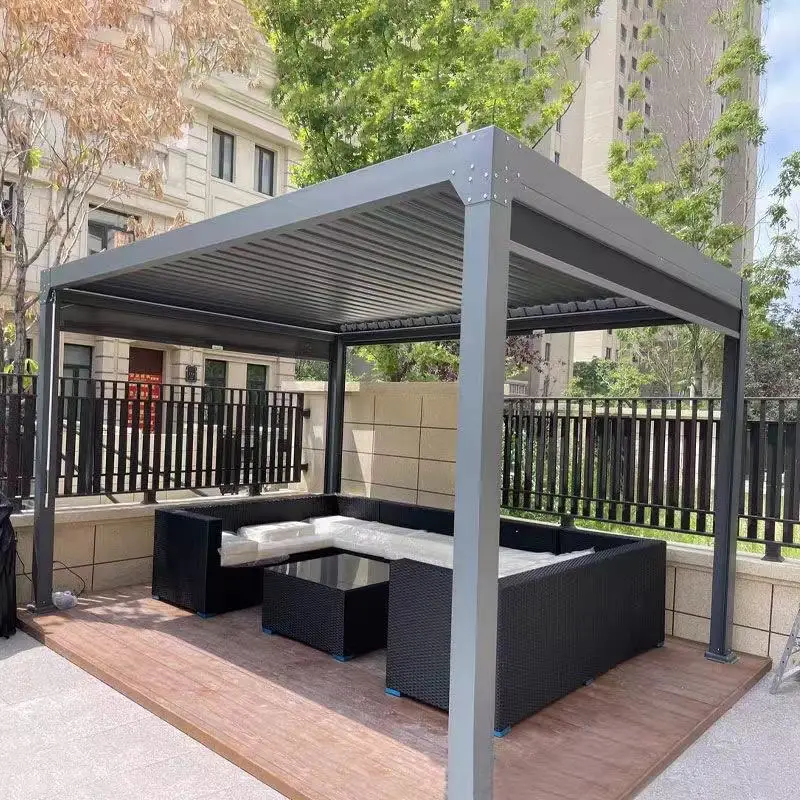 Customized Outdoor Living and Entertainment Pavilion Rainproof Sunproof Aluminum Alloy Garden Gazebo Surface Anodizing Pergola