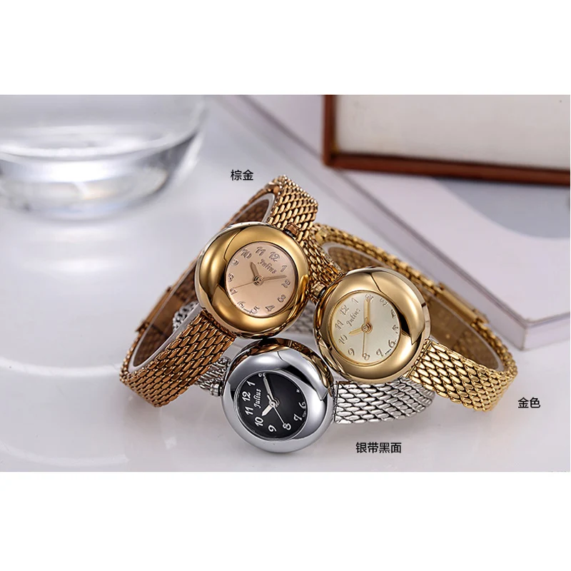 Simple Cutting Glass Women\'s Watch Japan Quartz Hours Fashion Dress Stainless Steel Bracelet Birthday Girl Gift Julius Box