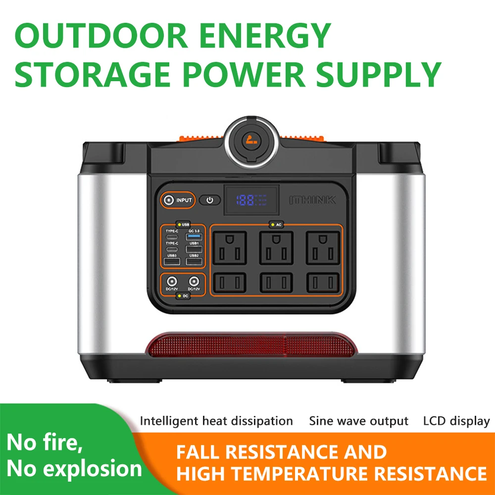 

PD 60w Fast Charge 700W High Power Portable Outdoor Energy Storage Power Sine Wave LCD Display Emergency Power Supply