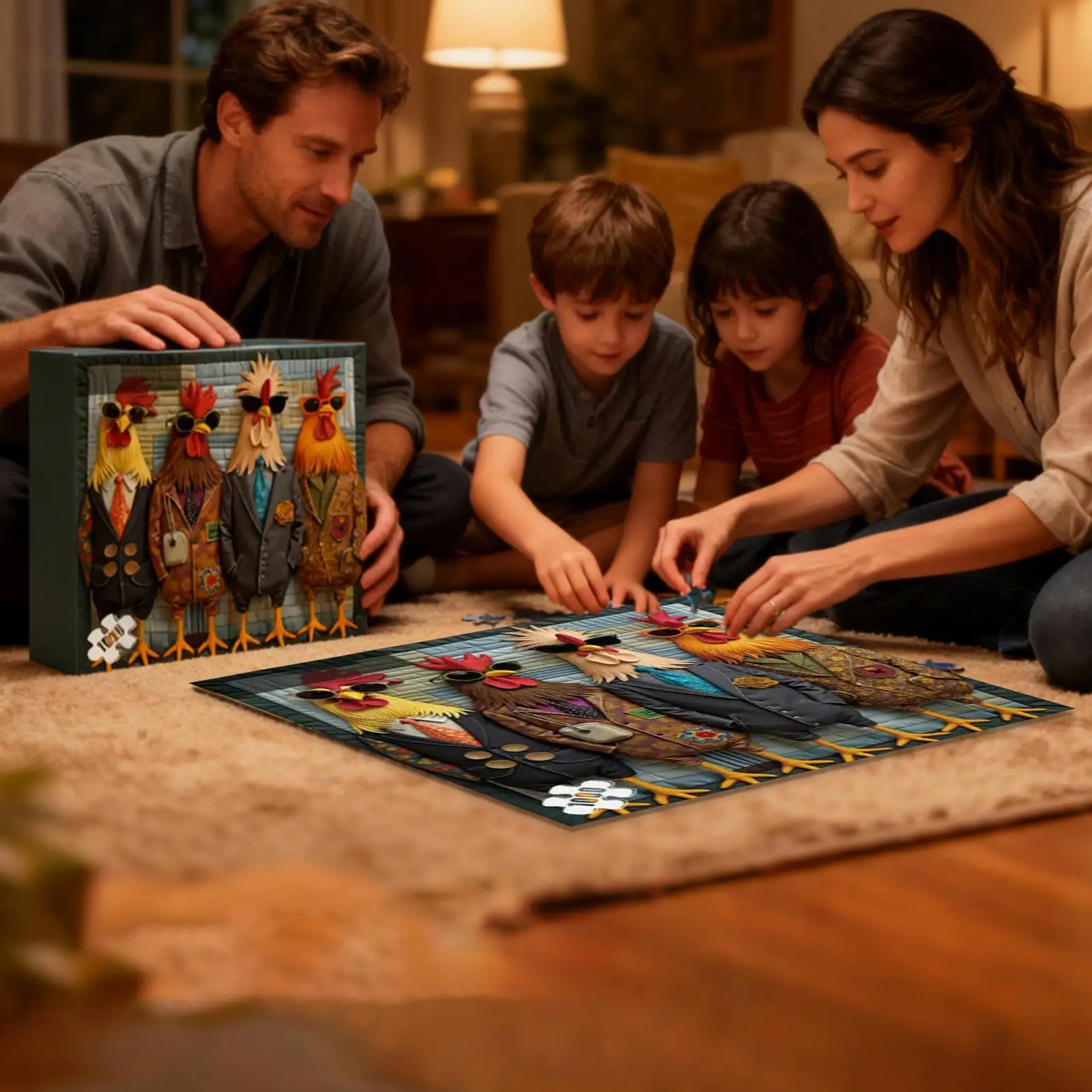 

Animal Puzzles For Adults Rooster Wall Art With Sunglass Challenging Chicken Animal Puzzles For Enthusiasts Living Room Bedroom