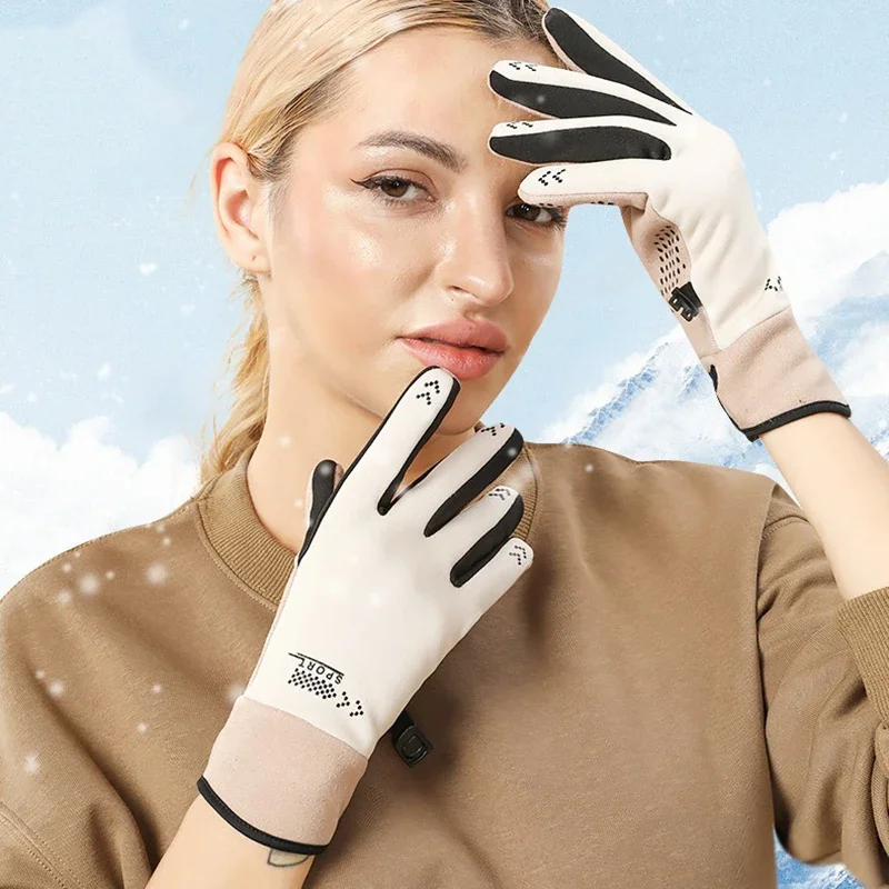 Casal inverno luvas quentes, tela sensível ao toque à prova de vento esportes pesca condução motocicleta esqui antiderrapante luvas de ciclismo quentes