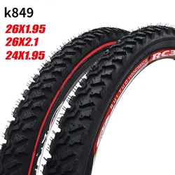 mountain bike tire k849 steel wire 24 26 inch 24 * 1.95 26 * 1.95 2.1 black tire red line cross thickened tire