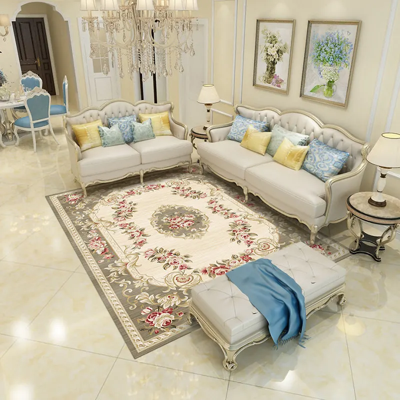 New European Retro Style Living Room sofa Rug Anti-Slip Washable Bedroom Decorative mat Large Area Hotel Lobby Carpet Custom