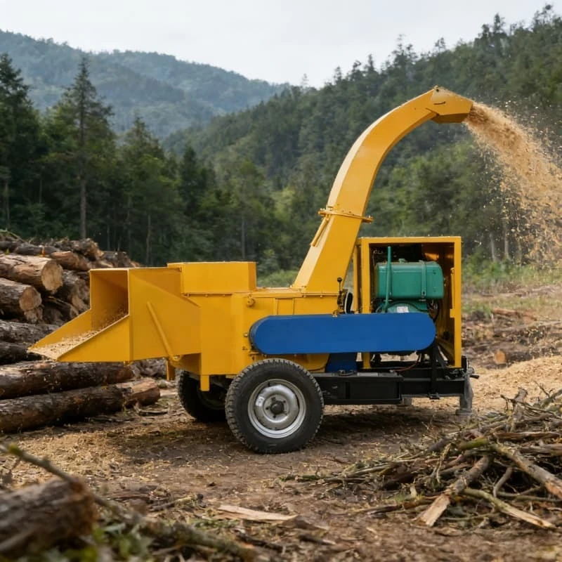 Mobile Wood Chipper Shredder Portable Tree Crusher Machine Industrial Wood Grinder Customized Frame Material Manganese Steel