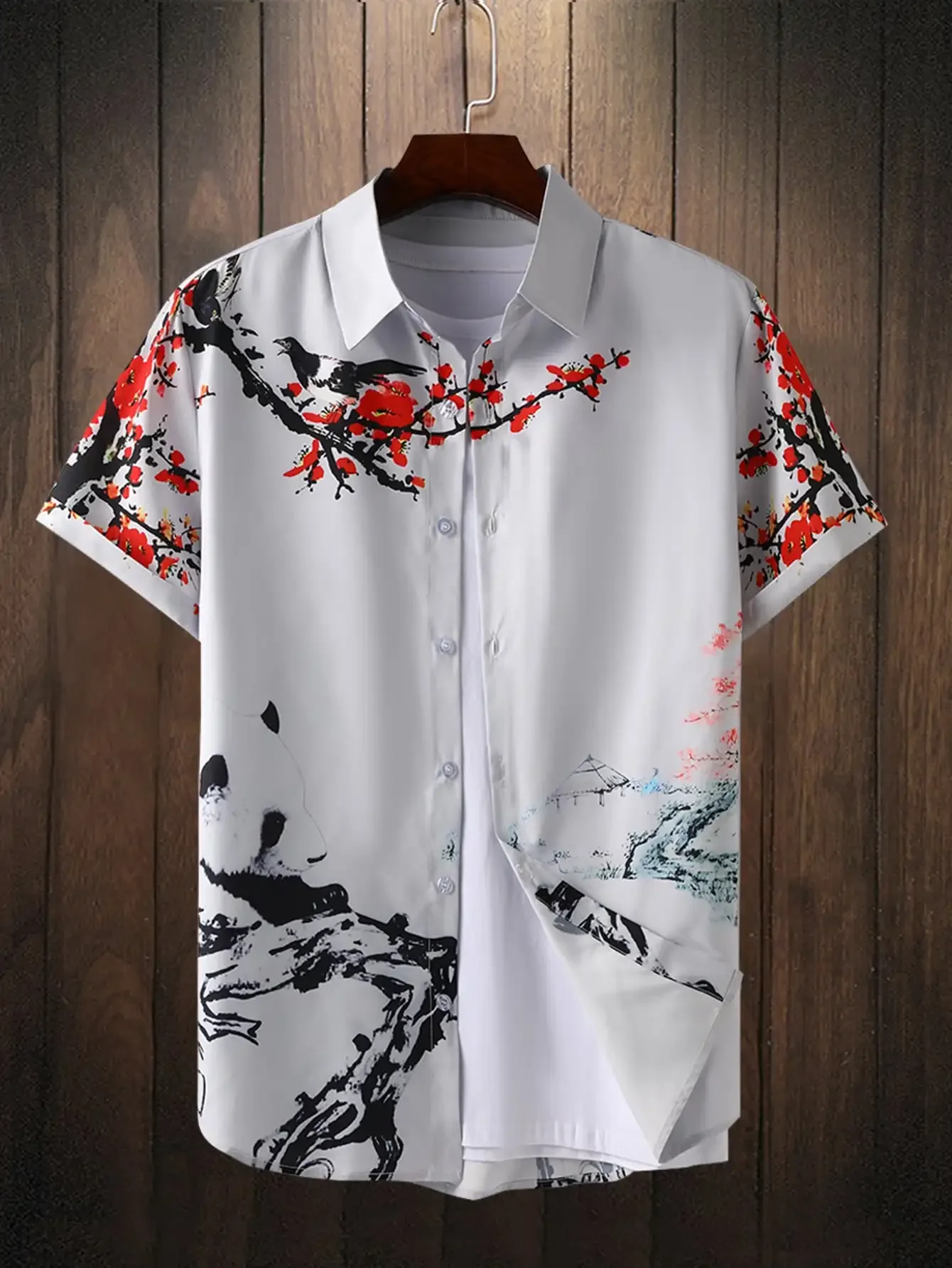 

Мужская летняя дизайнерская рубашка с 3D древним стилем и принтом сливы, гавайская рубашка с коротким рукавом и цветочным принтом, модная ретро