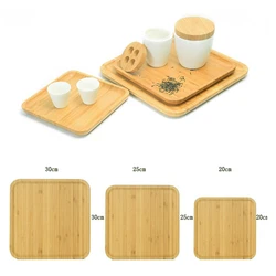 Wooden Serving Tray Square Bamboo Serving Tray Kitchen Food Tableware Tray For Party Gather Serve Tray Multi Size Dust Proof