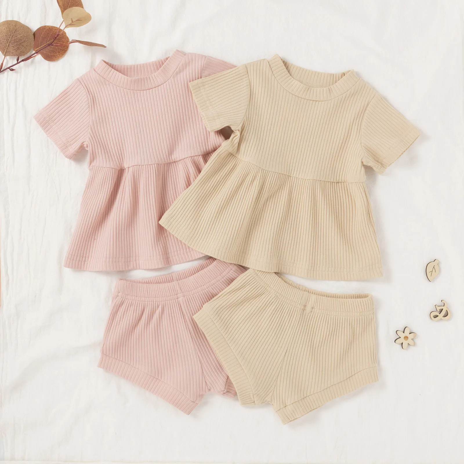 

4 Yr Old Girl Clothes Newborn Baby Outfits Ribbed Outfit Set Letter N