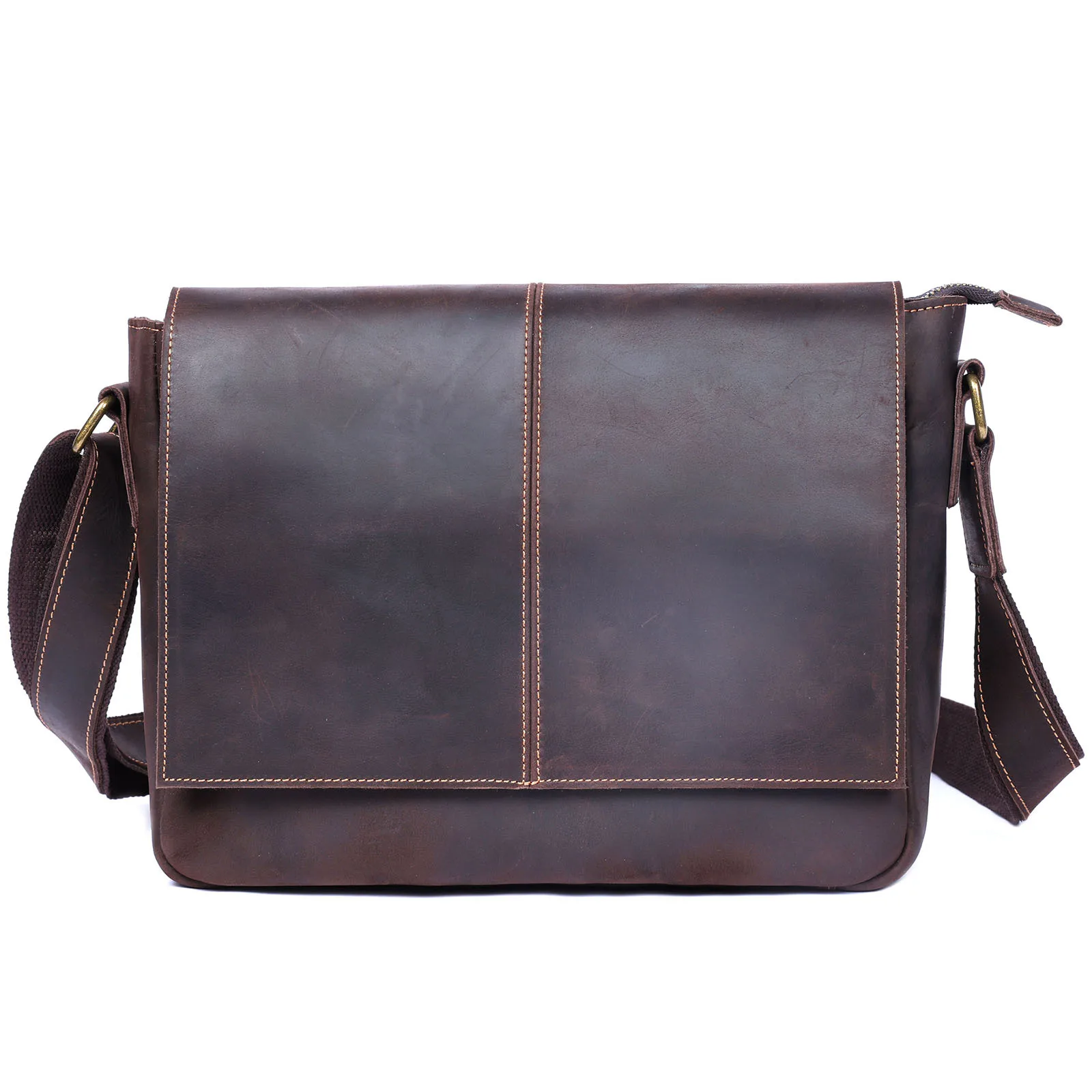 

outdoor work commuter crazy horse cowhide men's messenger bag simple vintage handmade genuine leather youth shoulder bag