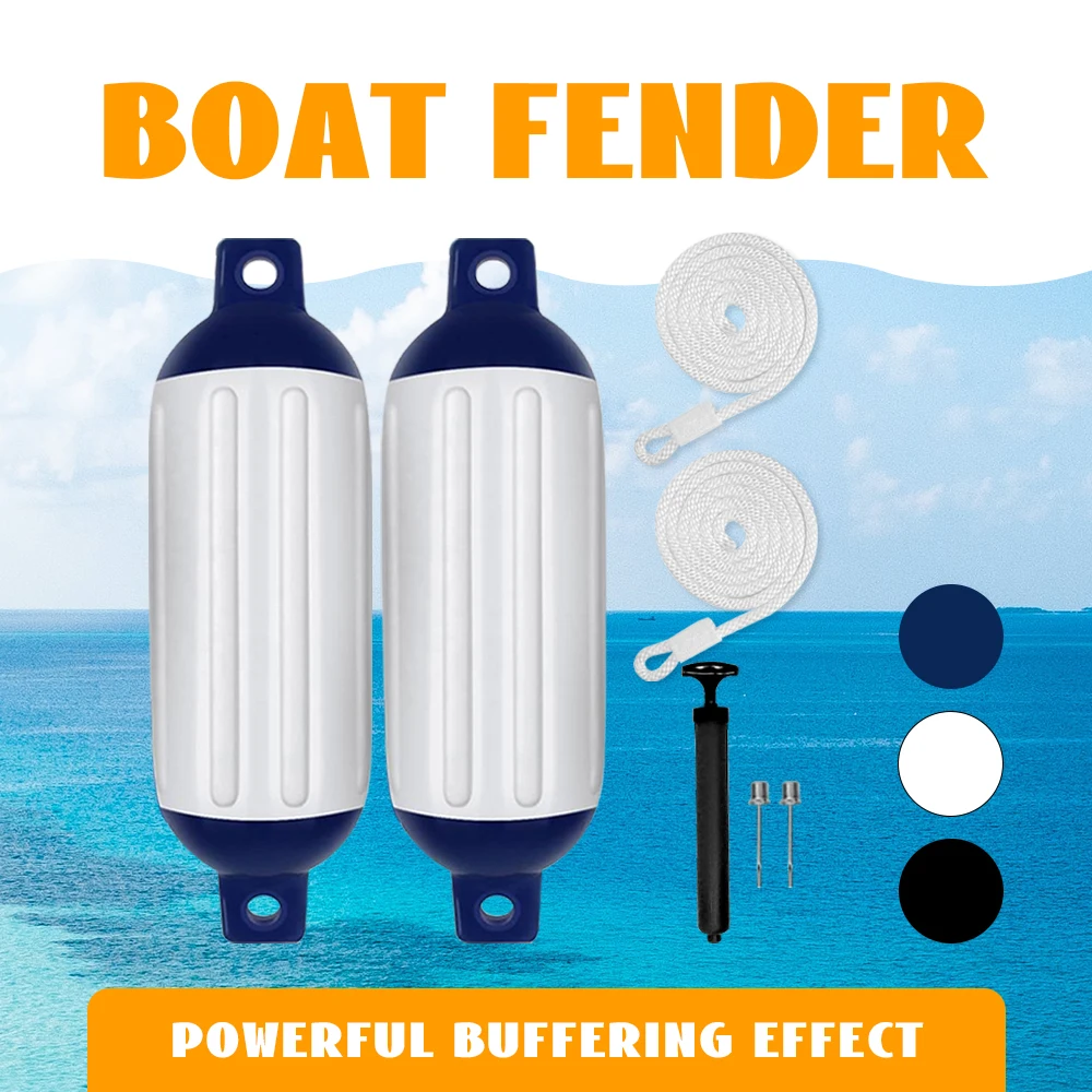 

2 PCS 4.5inch Twin Eyes Boat Fender Bumpers with Ribbed Boat Fenders for Docking White,White&Blue and Black