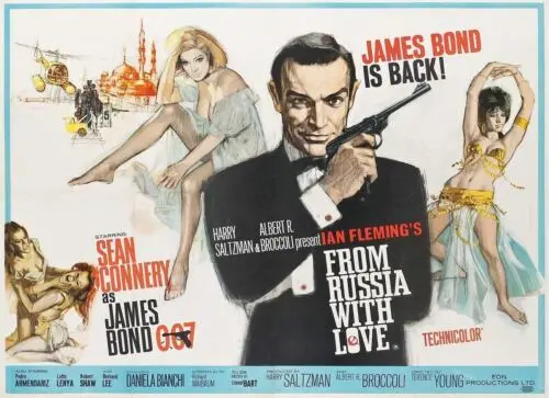 Metallschild mit Filmwerbung „From Russia with Love“, Wandplakette, Kunst