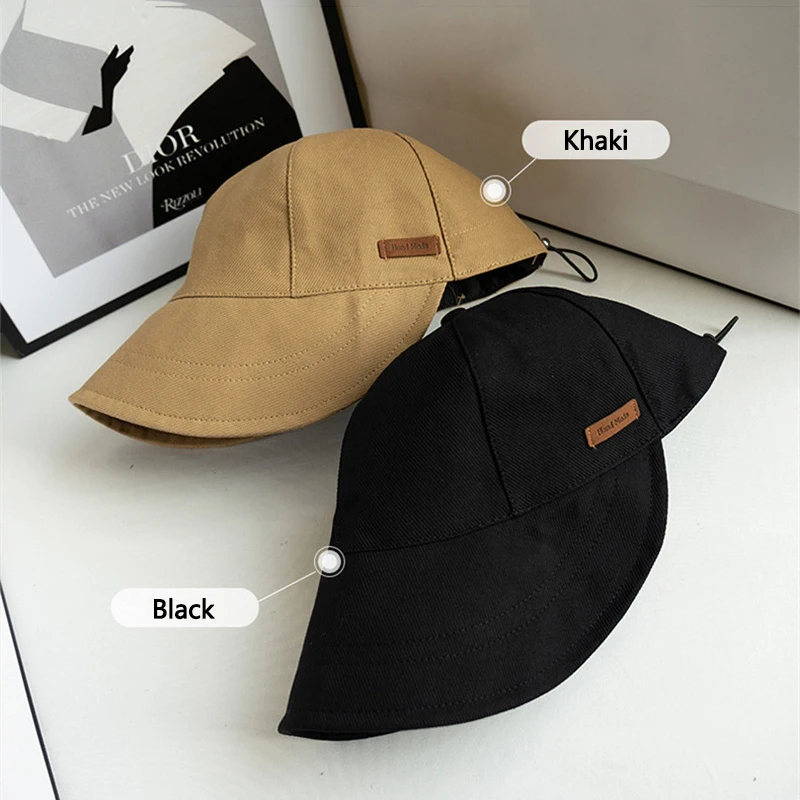 Summer Adjustable Wide Brim Sunhat UV Protection Hat Drawstring Fisherman Cap Sun Visors Hat Portable Foldable Women Bucket Hats