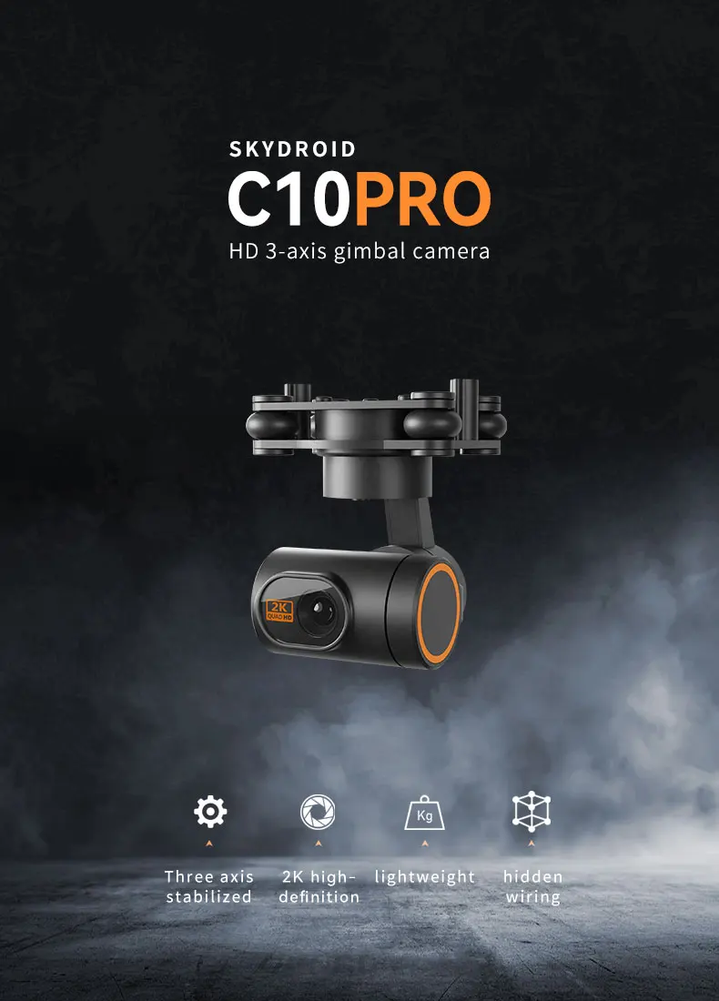 Skydroid C10 Pro HD Three-axis 2K Stabilization Gimbal Camera 7.4-74V Power Supply compatible to H12 H16 Parts