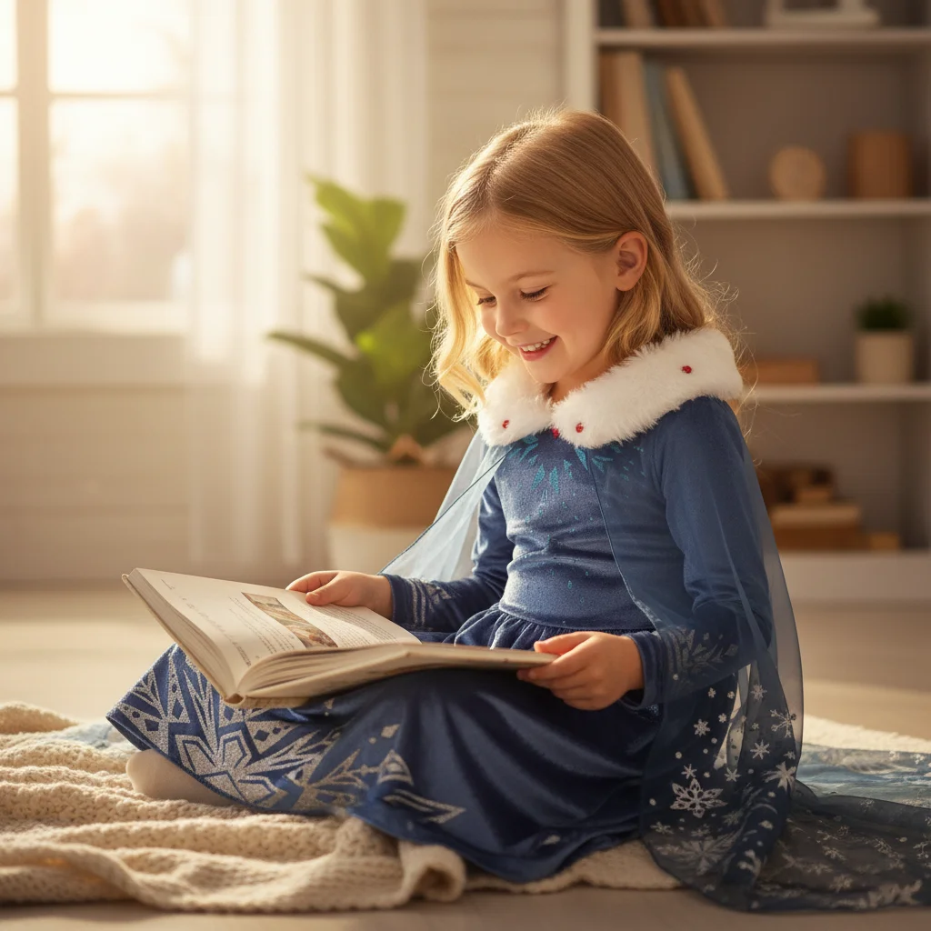 

Стильное зимнее платье в стиле принцессы с отделкой из мягкого искусственного меха и прозрачной накидкой, идеально подходящее для семейного праздничного образа