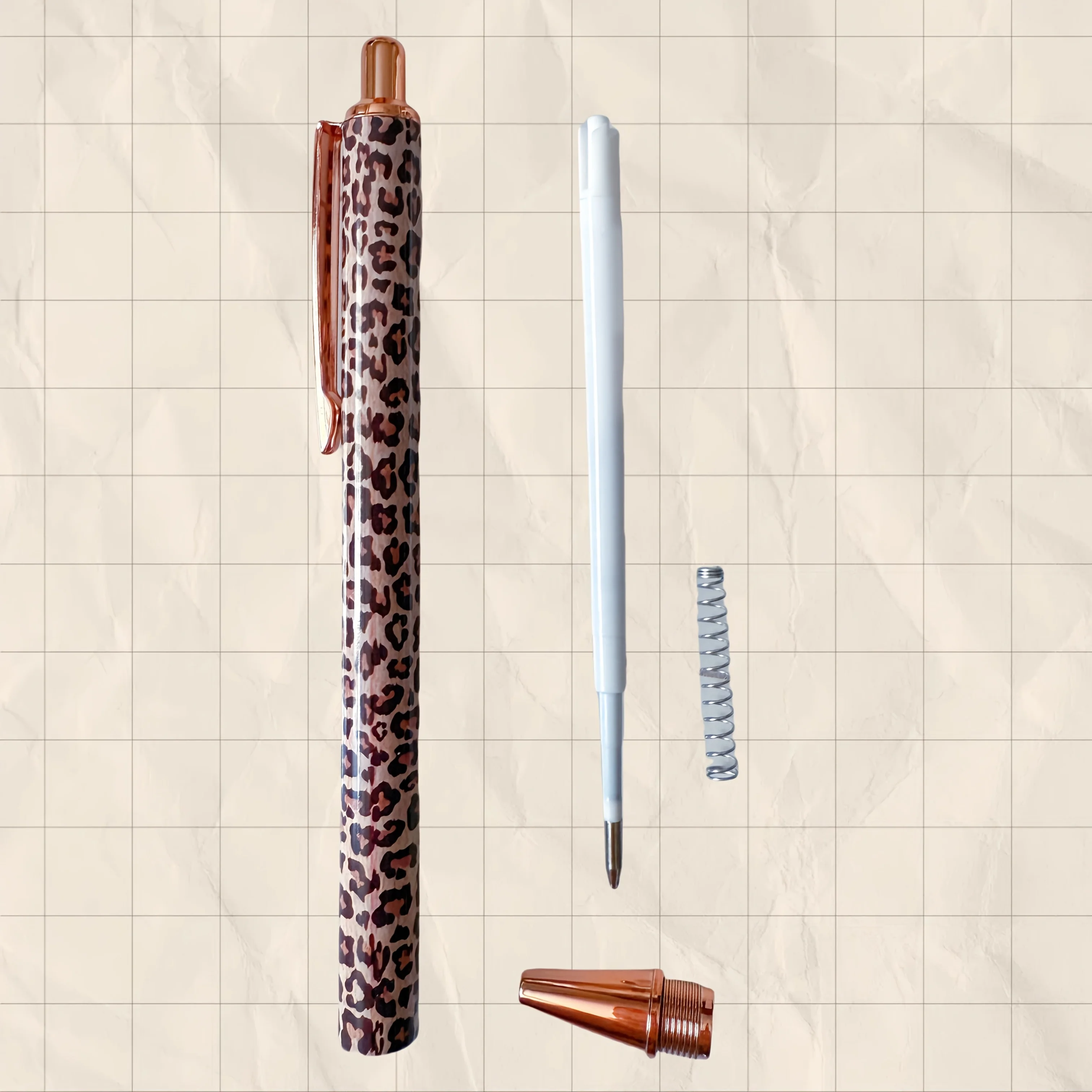 マルチカラーオプション熱伝達ヒョウ柄ラウンドゲルペンかわいいヒョウ押しカラフルなホットスタンピングフラワーフィルム金属ペン