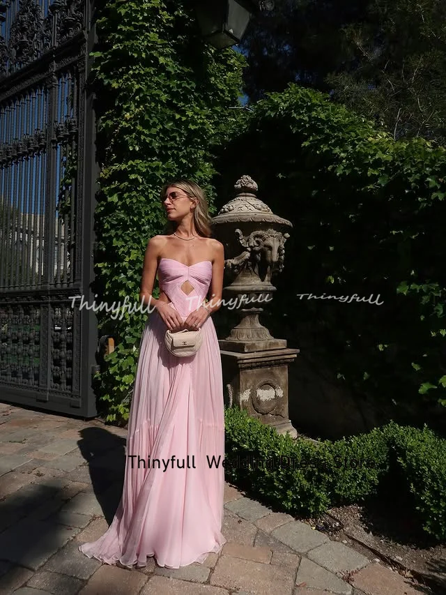 Thinyfull A-line Chiffon Prom Dress Sleeveless Sweetheart Long Evening Dresses Formal Occasion Gown Robe De Soirée Customized image 2
