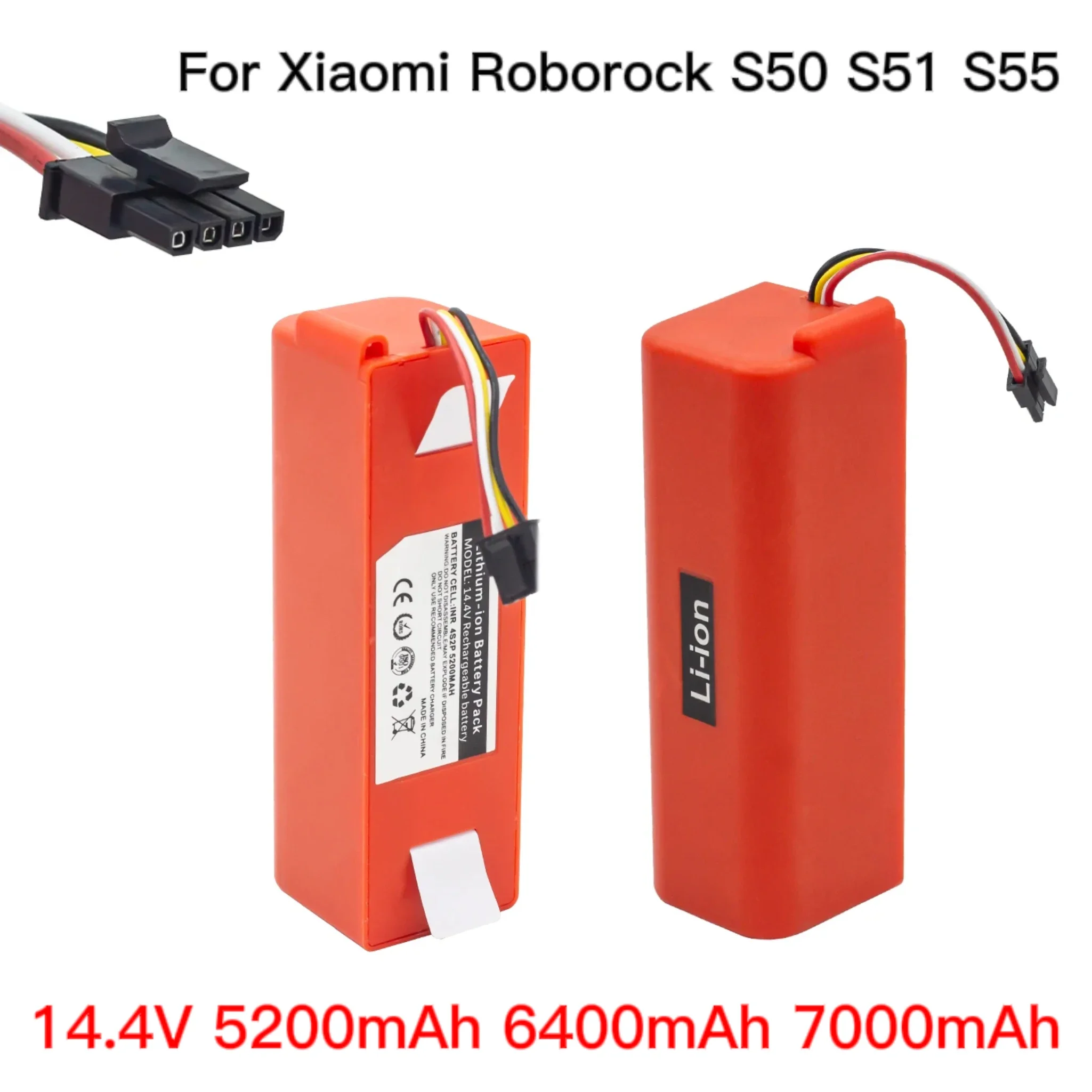 for Xiaomi Robot Roborock S50 S51 S55 BRR-2P4S-5200S Xiaowa C10 E20 E35 Vacuum cleaner Replacement14.4V 7000mAh Li-ion Battery