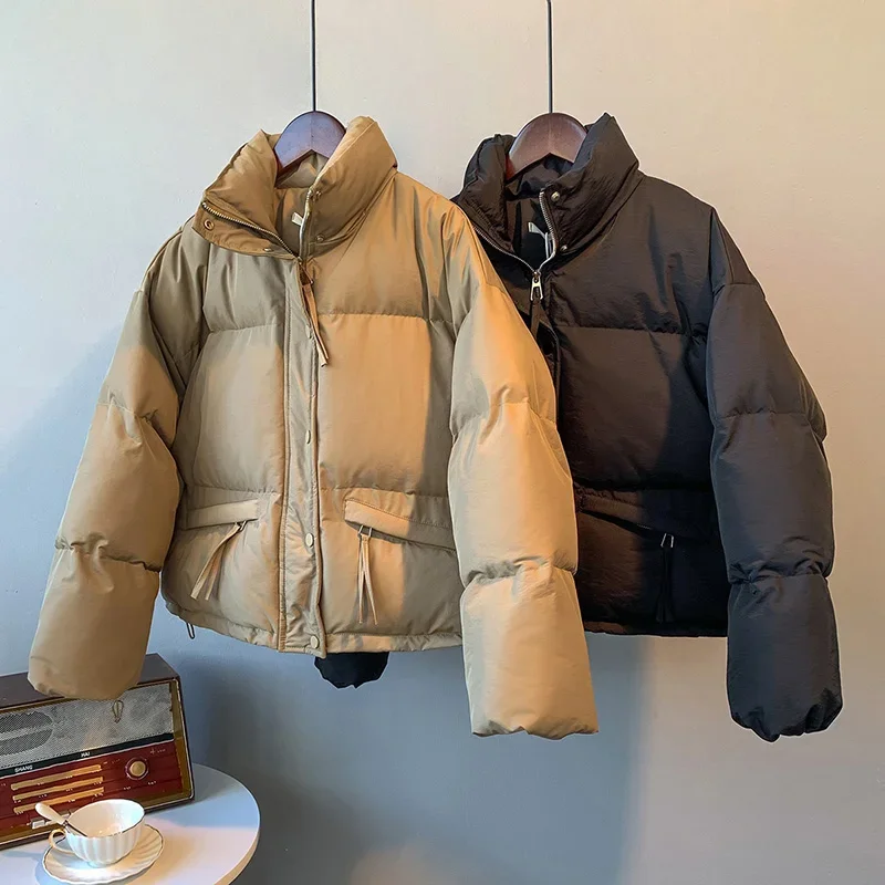 Casual Women Loose Thicken Jacket Button Up Solid Warm Bread Clothing For Women Puffer Cardigan Coat