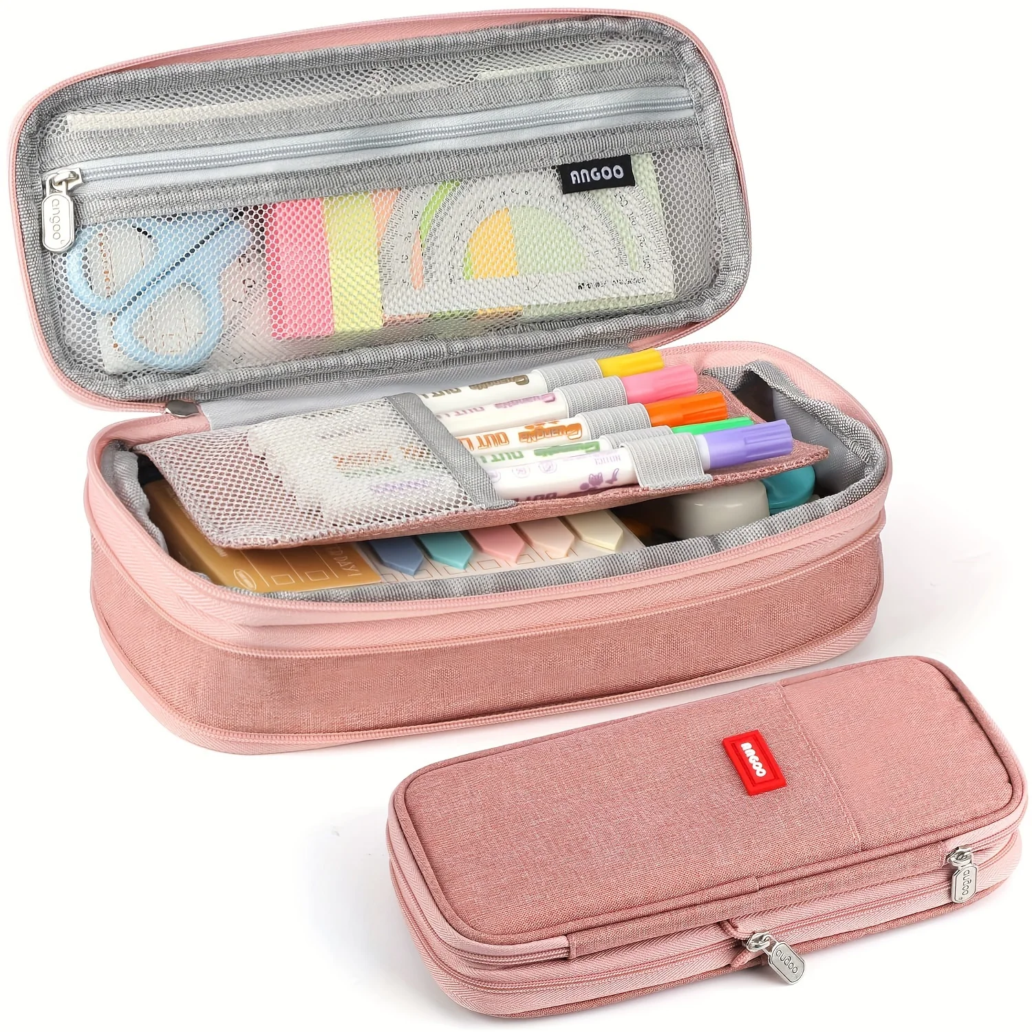 New Large-Capacity Pencil Case, Retractable, Multi-Functional, Made of Premium Fabric, Designed for Students and Office Workers