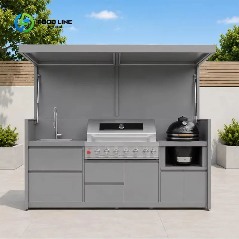 Customized New Model Heat-resistant 304 Stainless Steel Foldable Modular Outdoor Kitchen Bar Kitchen Pod