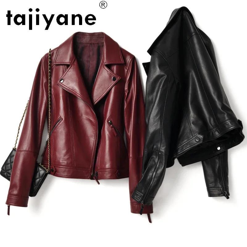 Tajeyane-chaqueta de cuero genuino para mujer, abrigo de piel de oveja auténtica, chaquetas de motorista para mujer, primavera y otoño 2021, Pph4961