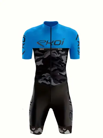 MEN'S Performance Triathlon Trisuit World Championship Short Sleeve Colorful Skinsuit Swimming Cycling