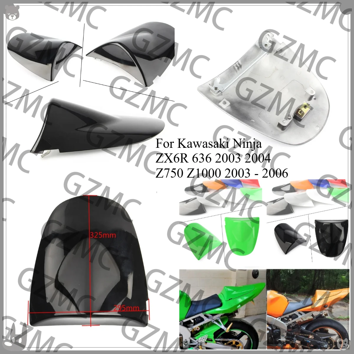 الغطاء الخلفي لمقعد الركاب الخلفي هدية مقعد الدراجة النارية هدية لكاواساكي نينجا ZX6R 636 2003 2004 Z750 Z1000 2003 - 2006 #1