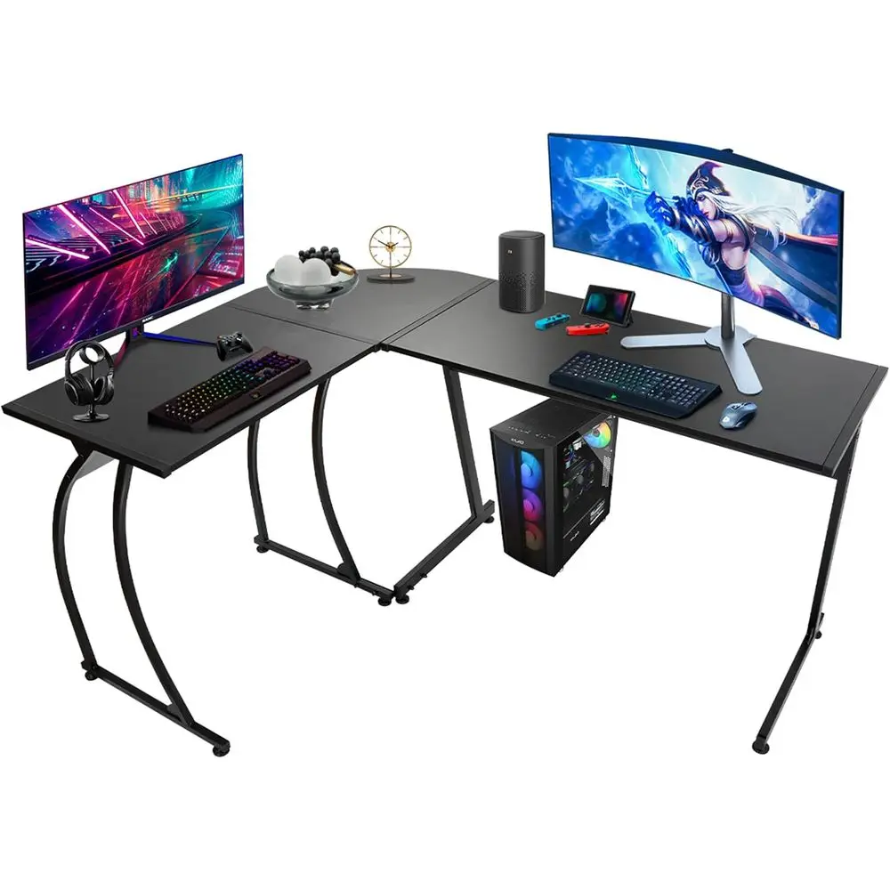 

L-Shape 58.1in Computer Desk Home Oice PC Laptop Table Multipose Gaming Workstation with Solid Steel e/Waterproo Desktop