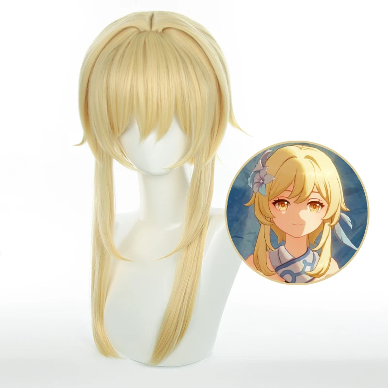 

Lumine Wig Game Genshin Impact Lumine Cosplay Yellow Long Wig Synthetic Hair Wigs Halloween Party + Wig Cap