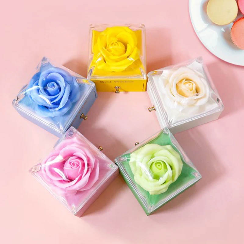 Romantic Rose Flower Drawer Box Valentine's Day Jewelry Gift Packaging Ring Necklace Storage Box Wedding Engagment Party Favors