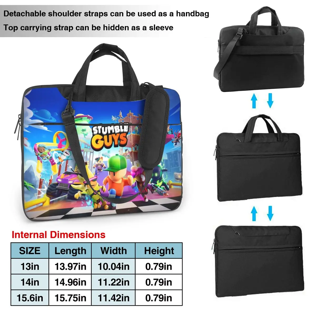 Game Stumble Guys Cartoon Laptop Bag Fun Sleeve For Macbook Air Xiaomi 13 14 15 15.6 Notebook Pouch Portable Travel Computer Bag