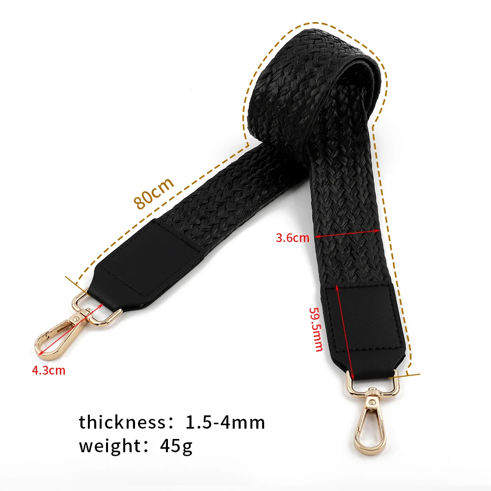 Solid Color Braided Bag Strap 3.6cm Wide Woven Canvas Fabric Strap Shoulder Bag Belt In Cowskin Leather Bag Parts Boho Accessor