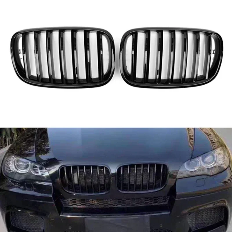 

Pair Gloss Matte Black Front Kidney Grille for BMW 2007-2022 X5 X6 X5M X6M E70 E71 F15 F16 Mesh Grill
