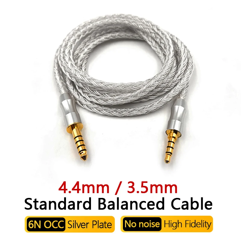 

OCC Silver-Plate 16-strand 4.4mm 3.5mm balance cable For Sony MDR-1A 1000XM3 XM4 XM5 MSR7 Headphone High fidelity sound quality