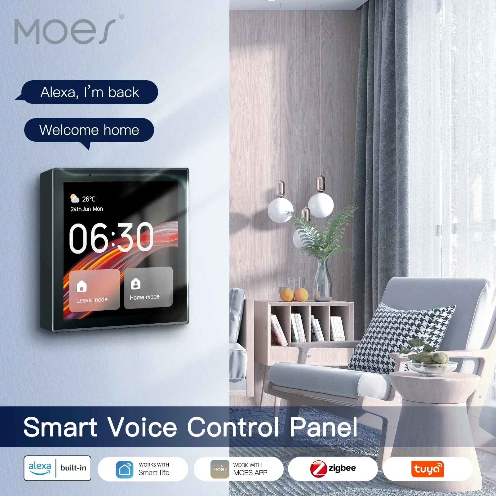 MOES Tuya wifi Multi-functional Touch Screen Control Panel 4-inch in-wall Central Controllr for Intelligent Scenes Smart Home