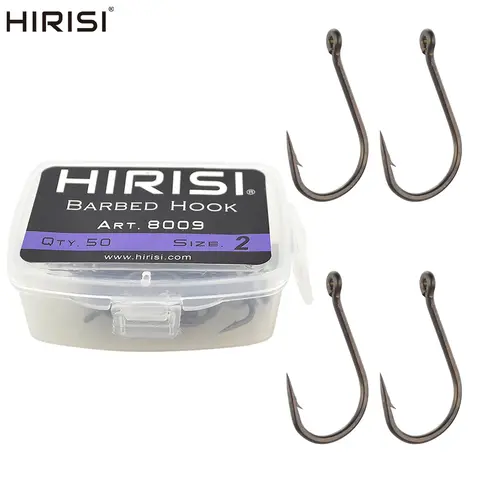 Hirisi 50pcs Coating High Carbon Stainless Steel Micro Barbed Fish Hook Carp Fishing Hooks 8009 Fishing Tool Accessories