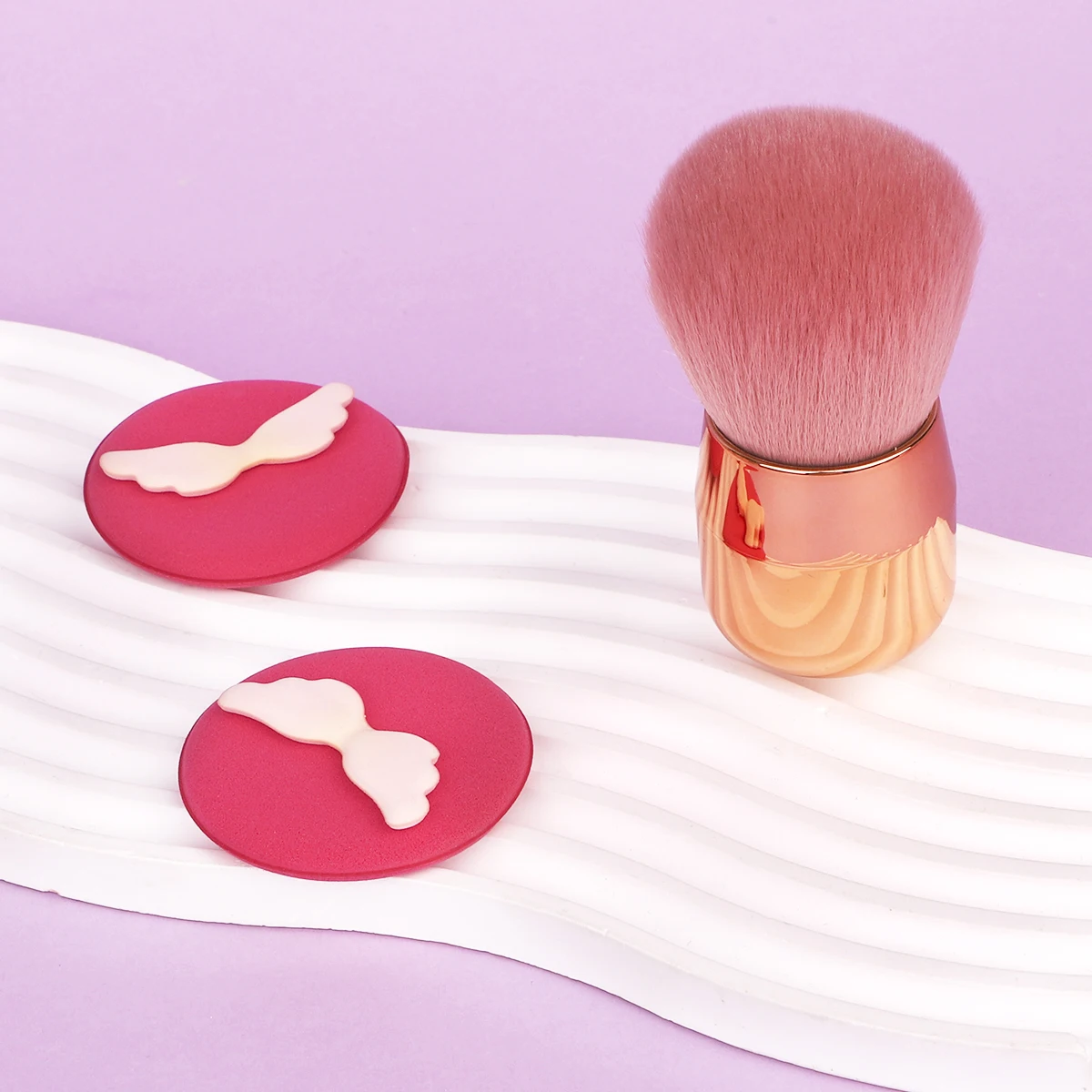 2pcs powder painting set, including mushroom head powder painting and angel air cushion powder puff, facial makeup tools.