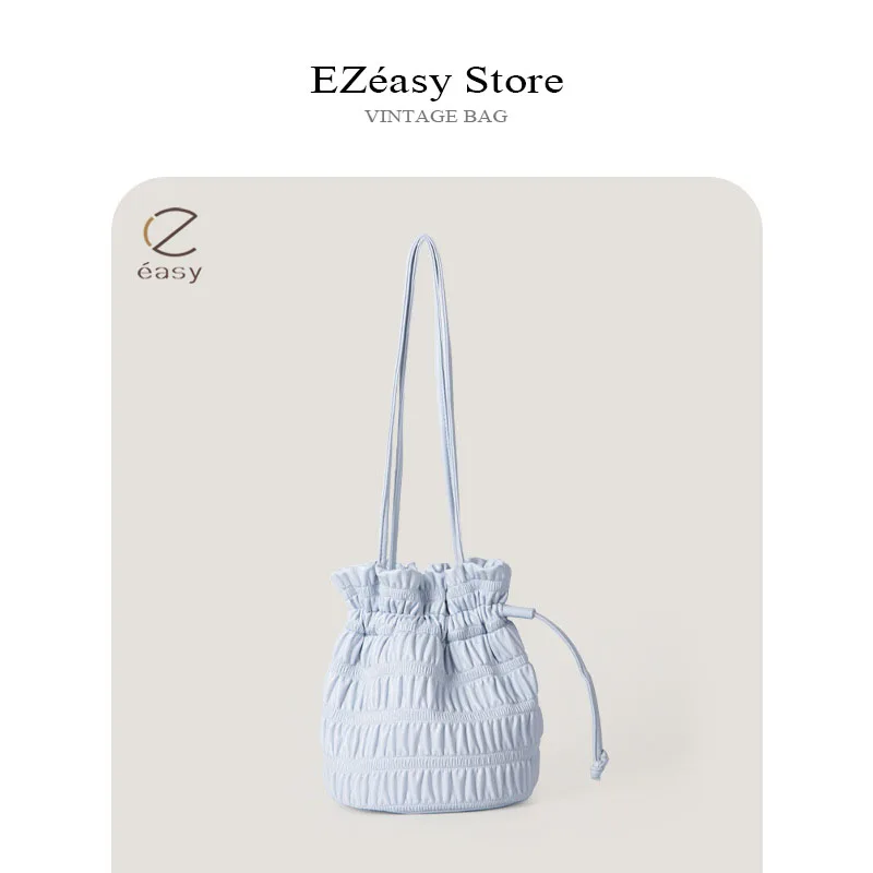 EZeasy-Bolsos de diseñador de nicho de lujo ligero para mujer, bolso de cubo plisado Simple y personalizado, bolsos de mensajero, bolso cruzado