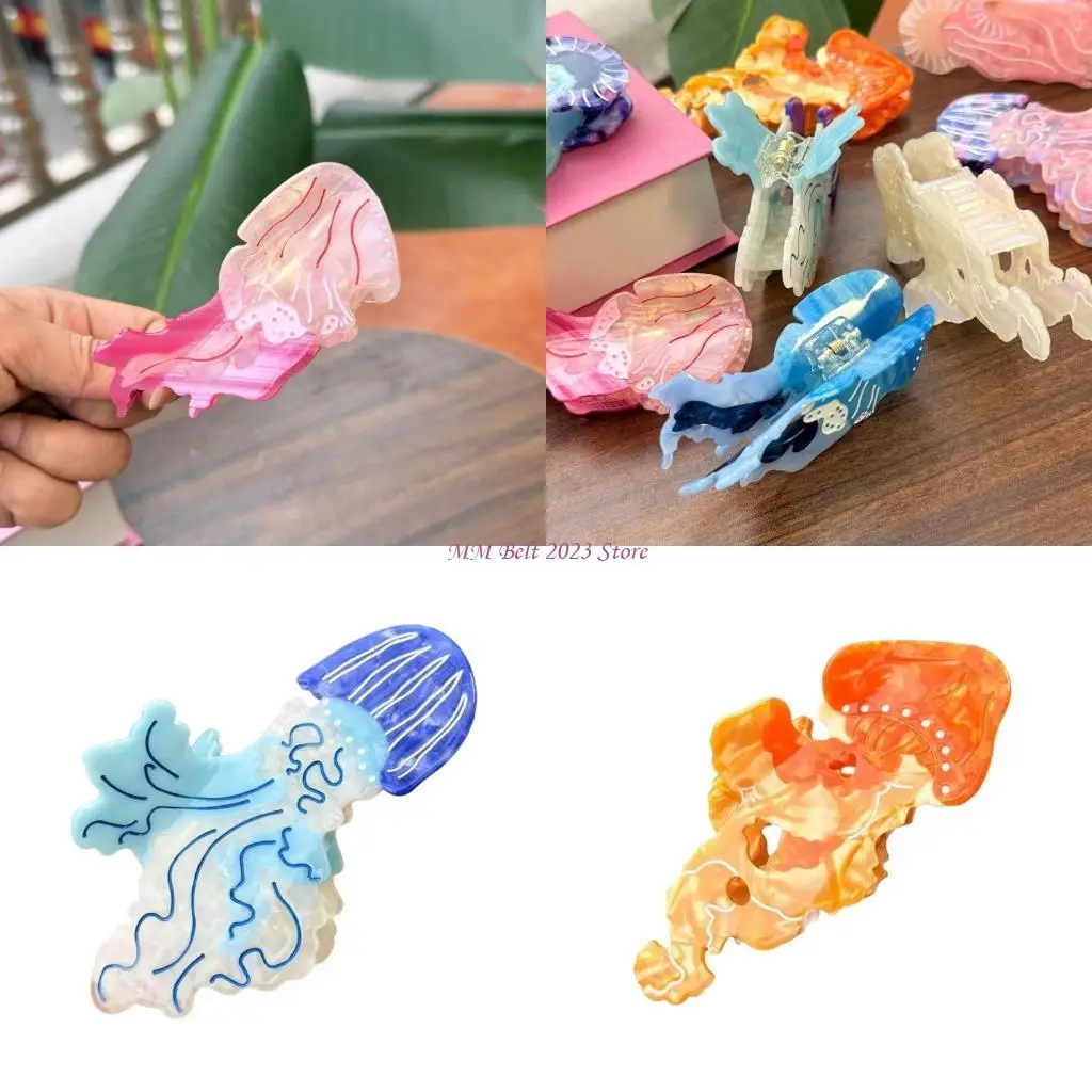 

49ME Acetate Hair Claw Clip with Jellyfish Designs Women's Hair Accessory Party Hairpieces Suitable for Various Occasion