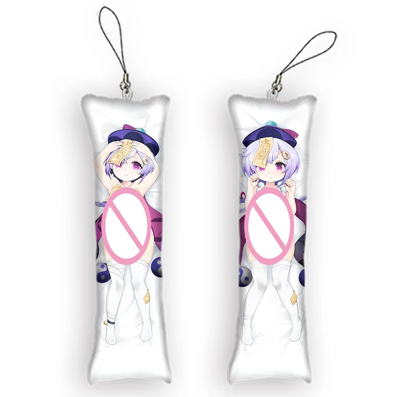 Genshin Impact Qiqi Dakimakura Keychain Mini Anime Full Body Key Chain Hanging Phone Pendant Cosplay Anime Keychain