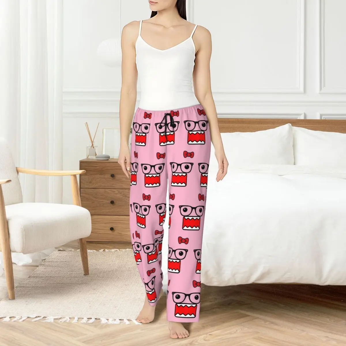 

Custom Domo Kun Pajama Pants Sleepwear Women's Elastic Waistband Anime Sleep Lounge Bottoms with Pockets