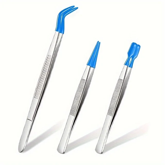 Niebieski klips na główkę 3/4 szt. Pęsety z gumowymi końcówkami Pęsety Zestaw pęset powlekanych PVC, gumowa pęseta z prostą końcówką Gumowa płaska końcówka
