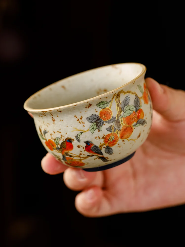 Juego de Té Chino Retro, Taza Pu'er, Taza de Boca Redonda para Gongfu, Taza Personalizada de Dátiles Rojos, Taza del Propietario para Beber Té, Material de Arcilla Roja